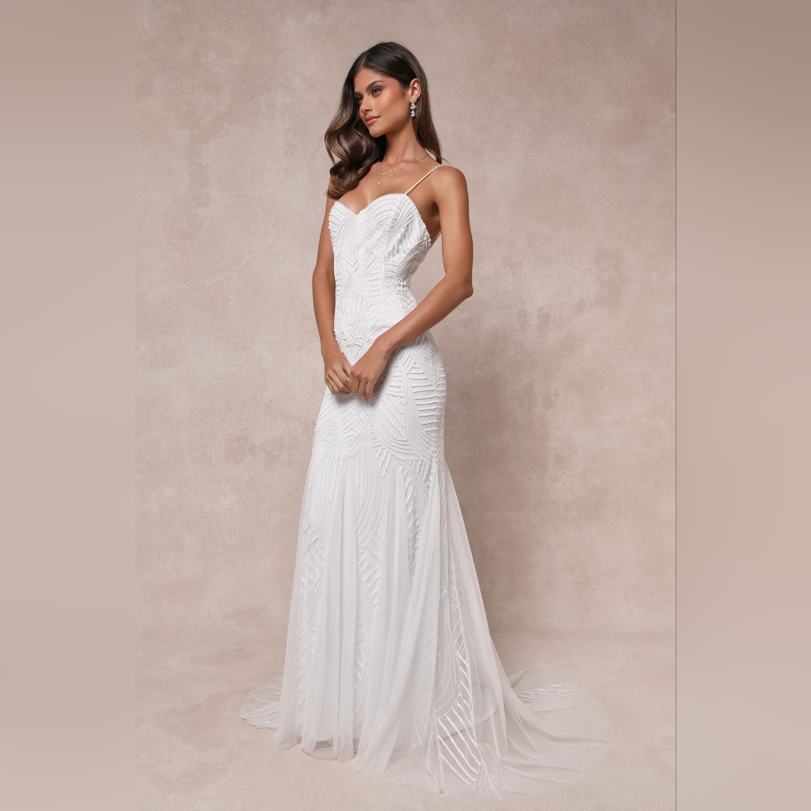 Lulus Luxe Bridal Radiant Presence White Sequin Sleeveless Backless Maxi Dress